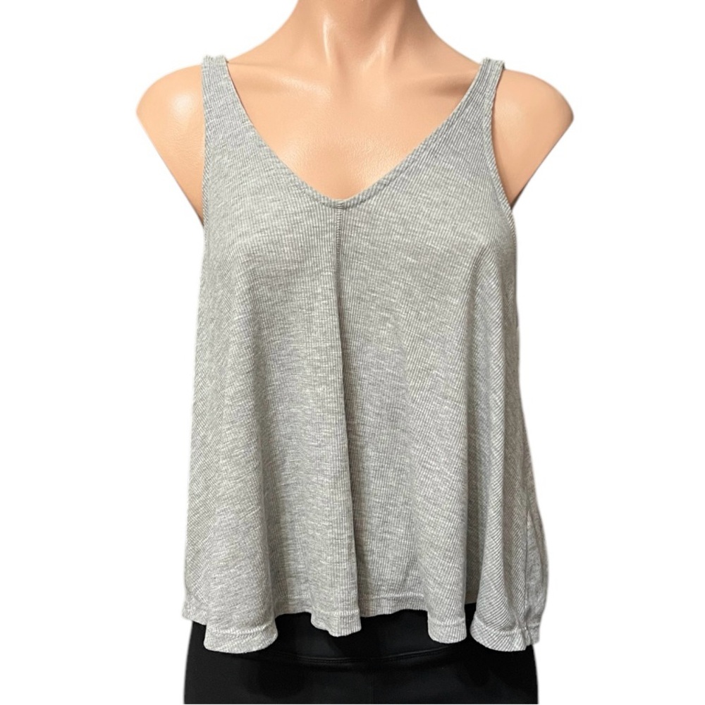 Free People Intimately Gray Lightweight Ribbed V-Neck Tank Top Women XS EUC